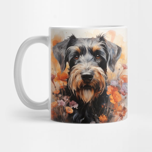 The dog was in the middle of a field of blooming flowers. have a smile on the face and looks happy by ToonStickerShop